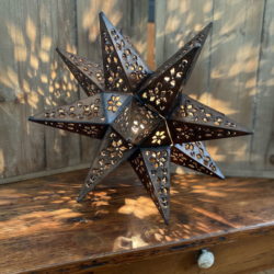 will hold Lights Antiqued Christmas 14" Punched Tin Star Tree Topper 