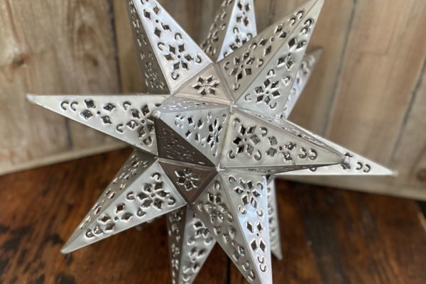 Medium Punched Tin Star Pewter Finish