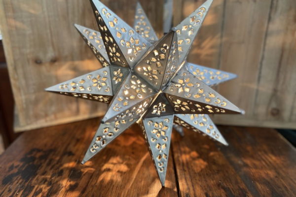 Medium Punched Tin Star Pewter Finish